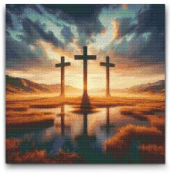  Gyémántszemes kirakó - Három kereszt Méret: 50x50cm, Keretezés: Kartonlemezen, Gyémántok: Kerek