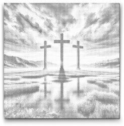  PontPöttyöző - Három kereszt Méret: 50x50cm, Keretezés: Kerek keret, Szín: Fekete