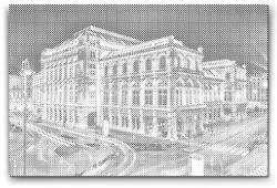  PontPöttyöző - Éjszakai Bécsi Állami Operaház Méret: 40x60cm, Keretezés: Keret nélkül (csak a vászon), Szín: Fekete