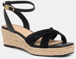 Tommy Hilfiger bőr szandál LEATHER & SUEDE MID WEDGE ESPAD fekete, FW0FW08804 - fekete Női 37