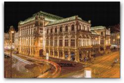  Gyémántszemes kirakó - Éjszakai Bécsi Állami Operaház Méret: 40x60cm, Keretezés: Keret nélkül (csak a vászon), Gyémántok: Kerek