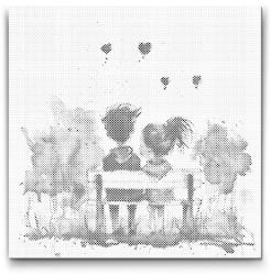  PontPöttyöző - Fiatal szerelem Méret: 50x50cm, Keretezés: Kerek keret, Szín: Fekete