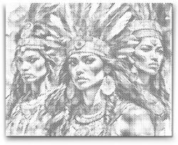  PontPöttyöző - Három gyönyörű indiai nő Méret: 40x50cm, Keretezés: Műanyagtáblával, Szín: Piros