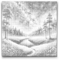 PontPöttyöző - Élő éjszakai táj Méret: 50x50cm, Keretezés: Keret nélkül (csak a vászon), Szín: Zöld