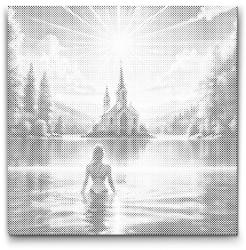 PontPöttyöző - Beeső napsugarak 2 Méret: 50x50cm, Keretezés: Kerek keret, Szín: Zöld