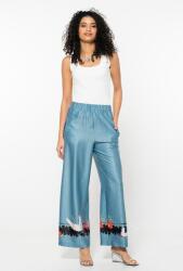 Hermosa Pantaloni palazzo Dasha turcoaz Hermosa - satin imprimat, ediție limitată, fabricați în România