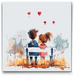  Festés számok szerint - Fiatal szerelem Méret: 50x50cm, Keretezés: Kerek keret