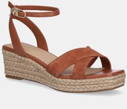 Tommy Hilfiger bőr szandál LEATHER & SUEDE MID WEDGE ESPAD - barna Női 40