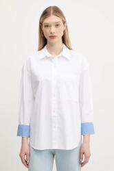 Abercrombie & Fitch pamut ing női, galléros, fehér, relaxed, KI140-5059 - fehér S