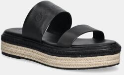 Calvin Klein bőr papucs FLATFORM WEDGE SLIDE - HE fekete, női, platformos, HW0HW02374 - fekete Női 41