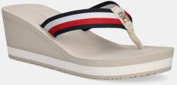 Tommy Hilfiger flip-flop TH CORPORATE WEDGE BEACH SANDAL bézs, női, éksarkú, FW0FW08520 - bézs Női 37