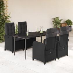 vidaXL Set mobilier de grădină cu perne, 5 piese, negru, poliratan (3212314)