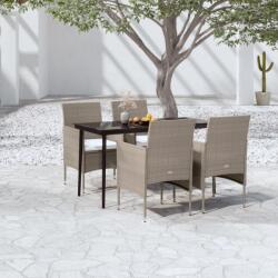 vidaXL Set mobilier de grădină, cu perne, 5 piese, bej și negru (3099319)