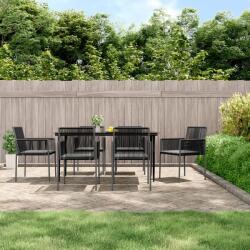 vidaXL Set mobilier grădină cu perne, 7 piese, negru, poliratan & oțel (3187070)