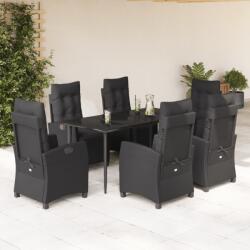 vidaXL Set mobilier de grădină cu perne, 7 piese, negru, poliratan (3212964)