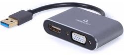 Gembird USB to HDMI+VGA adapter szürke (A-USB3-HDMIVGA-01)