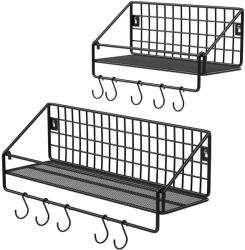 SONGMICS Falipolcok ipari kivitelben 2 db-os készlet, fekete (LFS02BK) - tutihome