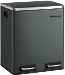 SONGMICS 30 literes fém szemetes, 2 x 15 liter hulladékgyűjtő, füst szürke (LTB30GS) - tutihome