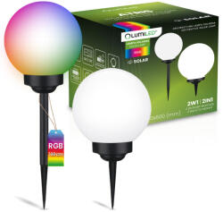 Lumileds Napelemes kerti lámpa LED ATRIS földre szerelhető fehér golyós 25cm RGB LUMILED (LUMSOL1225)