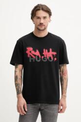 HUGO pamut póló fekete, férfi, nyomott mintás - fekete XXL - answear - 19 990 Ft