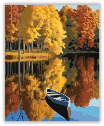  Őszi Tópart Csónakkal - számfestő készlet