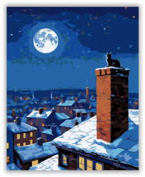  Havas Városi Tető Macskával - számfestő készlet