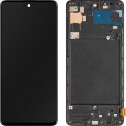 Samsung Display cu Touchscreen MP compatibil cu Samsung Galaxy A71 A715, cu Rama, Negru