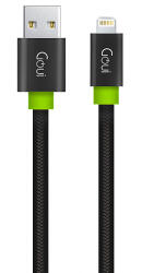 Apple Cablu Date si Incarcare USB-A - Lightning Goui Fashion Flat, 18W, 1m, Negru G-LC8PINFBF-K