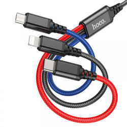 hoco. Cablu Incarcare USB-A - Lightning / microUSB / USB-C HOCO X76 3in1, 18W, 1m, Multicolor