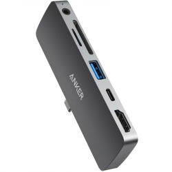 Apple Hub USB-C Anker PowerExpand Direct pentru Apple iPad Pro 11 / Pro 12.9, 1 x USB-A - 1 x USB-C - 1 x HDMI - 1 x Jack 3.5mm - 1 x SD - 1 x microSD, Gri