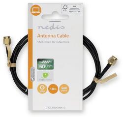 Nedis CSGL02000BK10 Cablu SMA, placat cu aur, 50 Ohm, ecranat simplu, 1, 00 m, rotund, PVC, negru (CSGL02000BK10)
