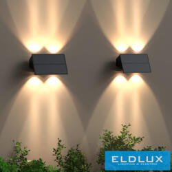 ELDLUX Solar fali lámpa 5V 1w 60lm 3000k IP65 fekete 170x80x73mm (YH0616-C)