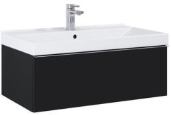 AREZZO design Alsó szekrény, AREZZO design MONTEREY 80 cm-es alsószekrény 1 fiókkal Matt fekete színben, szifon - mozaikkeramia