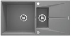 Deante Mosogatótálca, Deante Corio 1, 5 medencés csepegtetővel, gránit mosogató, metálszürke ZRC_S513
