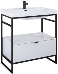 AREZZO design Alsó szekrény, AREZZO design NEBO alsószekrény 80 cm-es, 1 fiókkal, fényes fehér, matt fekete (2 - mozaikkeramia