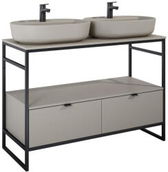 AREZZO design Alsó szekrény, AREZZO design NEBO alsószekrény 120 cm-es, 2 fiókkal, matt beige, matt fekete (2 d - mozaikkeramia