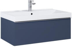 AREZZO design Alsó szekrény, AREZZO design MONTEREY 80 cm-es alsószekrény 1 fiókkal Matt Kék színben, szifonkiv - mozaikkeramia