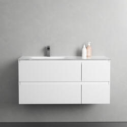 Sanotechnik Alsó szekrény, Sanotechnik Cube 100 függesztett bútorszett, üvegmosdóval, fehér 08334 - mozaikkeramia