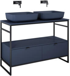 AREZZO design Alsó szekrény, AREZZO design NEBO alsószekrény 120 cm-es, 2 fiókkal, matt kék, matt fekete (2 dob - mozaikkeramia