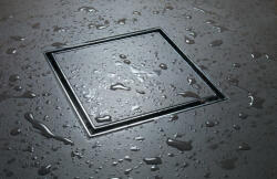 Roltechnik Padlóösszefolyó, Roltechnik RRF-S rozsdamentes, szögletes, burkolható zuhanyfolyóka 20x20