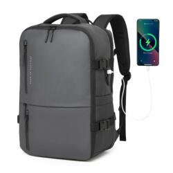 KONO kabinméretű utazó hátizsák USB-C töltőporttal - szürke