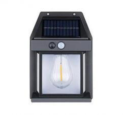 LED Lámpatest Napelemes Mozgás- És Szürkületérzékelős 1 W Természetes Fehér Kültéri Fekete Ip44