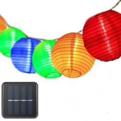 LEDvonal LED Fényfüzér Kültéri Napelemes Színes Lampion 10 db 3 m Ip44