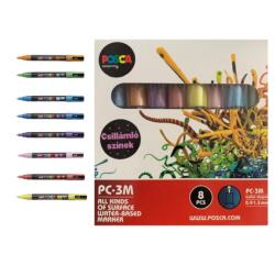 uni Dekormarker 0, 9-1, 3mm, Uni Posca PC-3M 8 db-os készlet, csillámló (2UPC3MLCSKL) - irodaitermekek