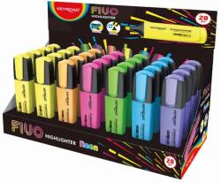 Keyroad Szövegkiemelő vágott hegyű, lapos test, 28 db/display, Keyroad Fluo neon színek (KR972171) - irodaitermekek