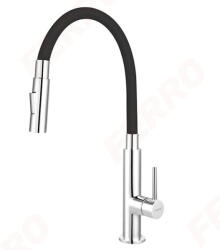 FERRO ZUMBA SLIM 2F konyhai csaptelep, álló, flexibilis kifolyócsővel, 2 funkciós, fekete-króm (BZA43B)