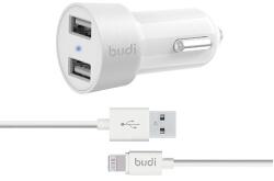 budi - 2 db USB autós töltő LED jelzővel+villámkábellel (BD622LW)