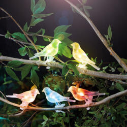 Garden of Eden Szolár fényfüzér - madárka, csipeszes - 80 cm - 5 színes, RGB LED