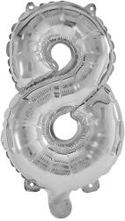 Procos Számos fólia lufi ezüst színben - 8-as szám 32cm (89805)