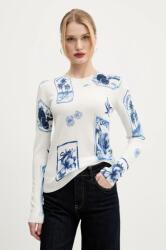 Desigual vászonkeverék pulóver TAMPERE könnyű, női, fehér, 25SWJF32 - fehér S